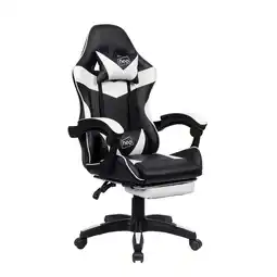 Tesco White/Black Massage Leather Gaming Chair with Footrest offer