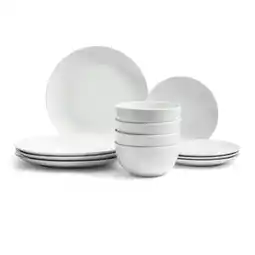 Tesco Glim Glam Dinner Set Plates Bowls Crockery 18pc Set White Porcelain Coupe offer