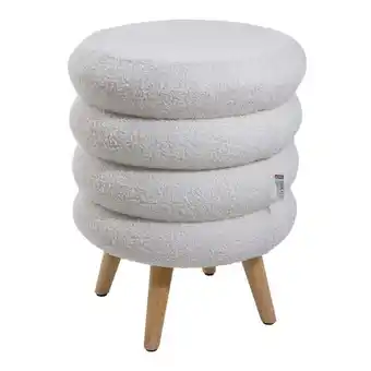 Tesco Living and Home Cute Teddy Bear Fabric Footstool with Plush Upholstery White offer