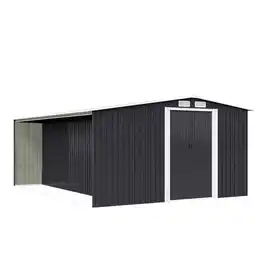 Tesco Living and Home Garden Storage Shed with Log Storage - Black 330 x 314 x 178cm offer