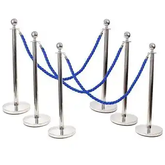 Tesco 6 Prestige Chrome Poles With 4 Blue Braided Ropes offer