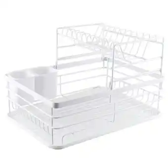 Tesco Living and Home 2-Tier Metal Kitchen Dish Drainer Rack, White offer