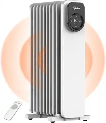 Tesco Midea Oil Filled Radiator Electric Heater with Remote Control - 2000W 9 Fins offer