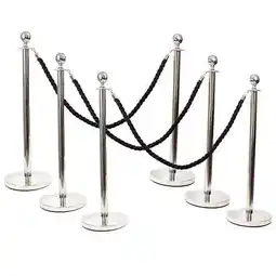 Tesco 6 Prestige Chrome Poles With 4 Black Braided Ropes offer