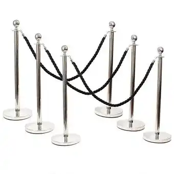 Tesco 6 Prestige Chrome Poles With 4 Black Braided Ropes offer