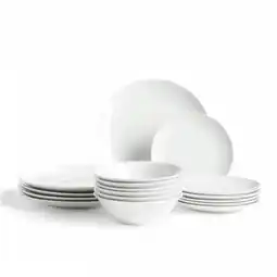 Tesco Glim Glam Dinner Set Plates Bowls White Porcelain 12pc Set Coupe offer