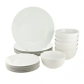 Tesco Glim Glam Dinner Set Plates Bowls Crockery 12pc Set White Porcelain Rim offer