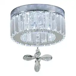 Tesco Living and Home Modern Round Crystal Ceiling Light withl Pendant Chrome offer