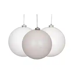 Tesco White Shatterproof Christmas Baubles 10cm - Pack of 3 offer