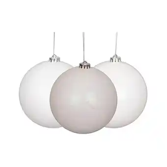 Tesco White Shatterproof Christmas Baubles 10cm - Pack of 3 offer