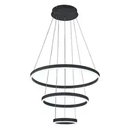 Tesco Living and Home Modern 3-Ring Aluminum LED Pendant Light Black offer