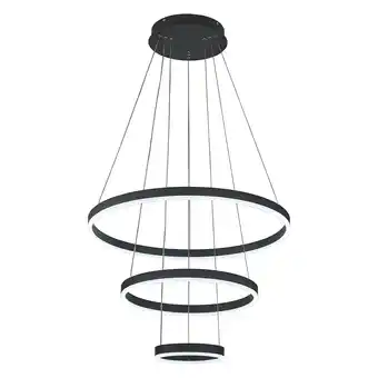 Tesco Living and Home Modern 3-Ring Aluminum LED Pendant Light Black offer