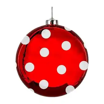 Tesco Red with White Spots Shatterproof Christmas Bauble 15cm offer