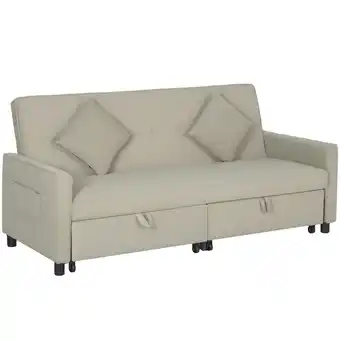 Tesco HOMCOM Reversible L-Shaped Sectional Sofa Bed with Cushions, Beige White offer