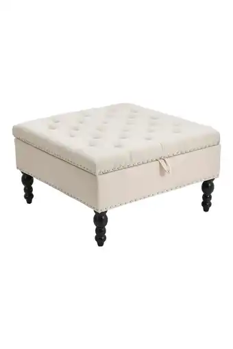 Tesco Living and Home Square Tufted Linen Storage Ottoman, 74cm N/A offer