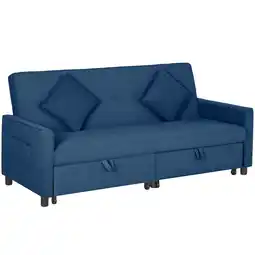 Tesco HOMCOM Reversible L-Shaped Sectional Sofa Bed with Cushions, Blue Blue offer