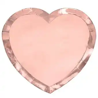 Tesco Rose Gold Heart Shape Foil Paper Plates 21cm - Pack of 6 offer