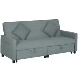 Tesco HOMCOM Reversible L-Shaped Sectional Sofa Bed with Cushions, Grey Grey offer