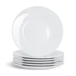 Tesco Glim Glam Dinner Plates Set 10.5” Porcelain White 6pc Set Rim White offer