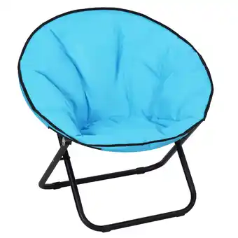 Tesco Outsunny Folding Saucer Moon Chair Oversized Padded Seat Round Blue offer