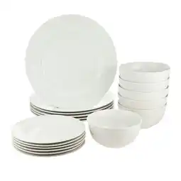 Tesco Glim Glam Dinner Set Plates Bowls Crockery 18pc Set White Porcelain Rim offer