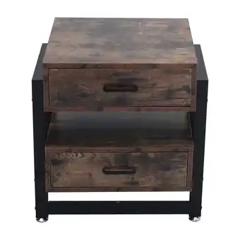 Tesco Living and Home Direct Modern Wooden Bedside Table with 2 Drawers Brown offer