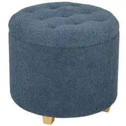 Tesco HOMCOM 45cm Round Ottoman with Storage, Lid, Cashmere Footstool, Blue offer