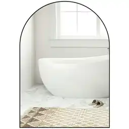 Tesco HOMCOM Arch Bathroom Mirror, Wall Mirror with Steel Frame, Medium offer