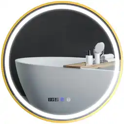 Tesco HOMCOM Illuminated Bathroom LED Mirror 60cm Round Wall Mounted offer