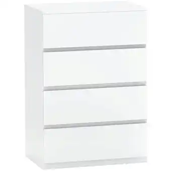 Tesco HOMCOM Bedroom Chest of Drawers, 4 Drawers Dresser, Drawer Unit, White offer