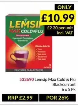 Musgrave MarketPlace Lemsip Max Cold & Flu Blackcurrant offer