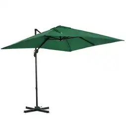 Tesco Outsunny Square Cantilever Parasol 360 Rotation with Hand Crank, Green offer