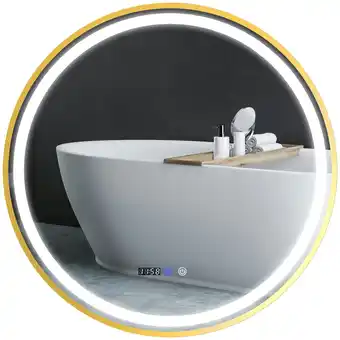 Tesco HOMCOM Illuminated Bathroom LED Mirror 80cm Round Wall Mounted offer