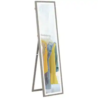 Tesco HOMCOM Dimming Full Length Mirror w/ Lights Standing Leaning Grey offer