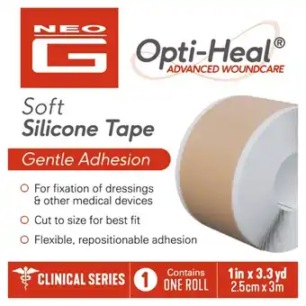 Tesco Neo G Opti-Heal Soft Silicone Medical Tape 2.5cm X 3m offer