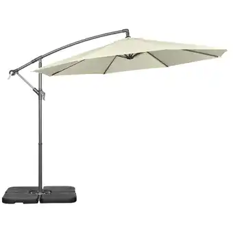 Tesco Outsunny 3(m) Banana Parasol Cantilever Umbrella with Base Weight, Beige offer