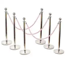 Tesco 6 Prestige Chrome Poles With 4 Pink Braided Ropes offer