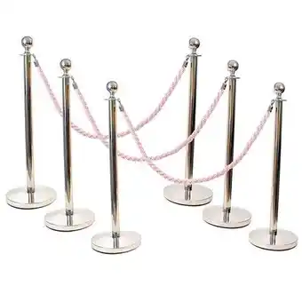 Tesco 6 Prestige Chrome Poles With 4 Pink Braided Ropes offer