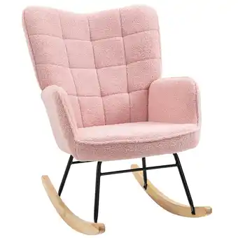 Tesco HOMCOM Wingback Rocking Chair for Nursing w/ Steel Frame Pink offer