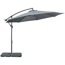 Tesco Outsunny 3(m) Banana Parasol Cantilever Umbrella with Base Weight, Grey offer