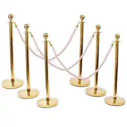 Tesco 6 Prestige Brass Poles With 4 Pink Braided Ropes offer