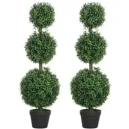 Tesco HOMCOM Set of 2 Decorative Artificial Plants Boxwood Trees in Pot offer