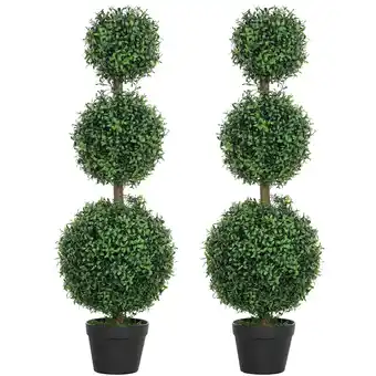 Tesco HOMCOM Set of 2 Decorative Artificial Plants Boxwood Trees in Pot offer