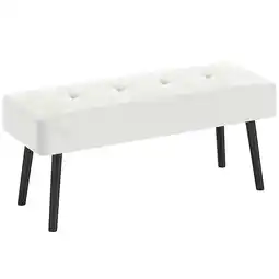 Tesco HOMCOM End of Bed Bench with Thick Padding for Entryway, Cream White offer