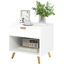 Tesco HOMCOM Small Table With Drawer, Open Compartment and Handle, White offer