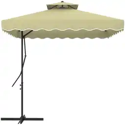 Tesco Outsunny 2.5m Cantilever Garden Parasol Umbrella with Cross Base Beige offer