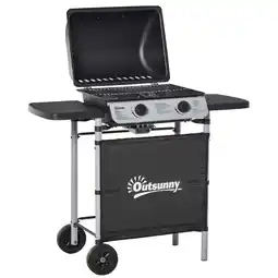 Tesco Outsunny Propane Gas Barbecue Grill 2 Burner Cooking BBQ 5.6 kW offer