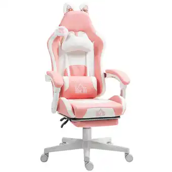 Tesco HOMCOM Gaming Chair with Footrest, Reclining Computer Chair, Pink offer