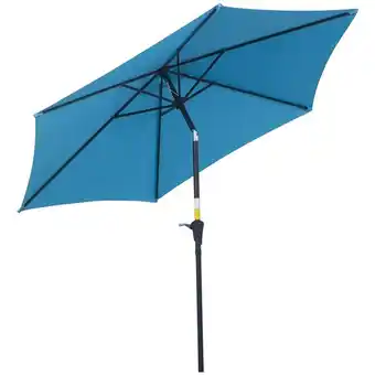 Tesco Outsunny Patio Umbrella Parasol Sun Shade Garden Aluminium Blue 2.6M offer