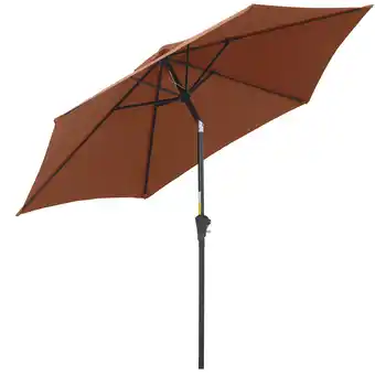 Tesco Outsunny 2.6M Patio Umbrella Parasol Sun Shade Garden Aluminium Coffee offer